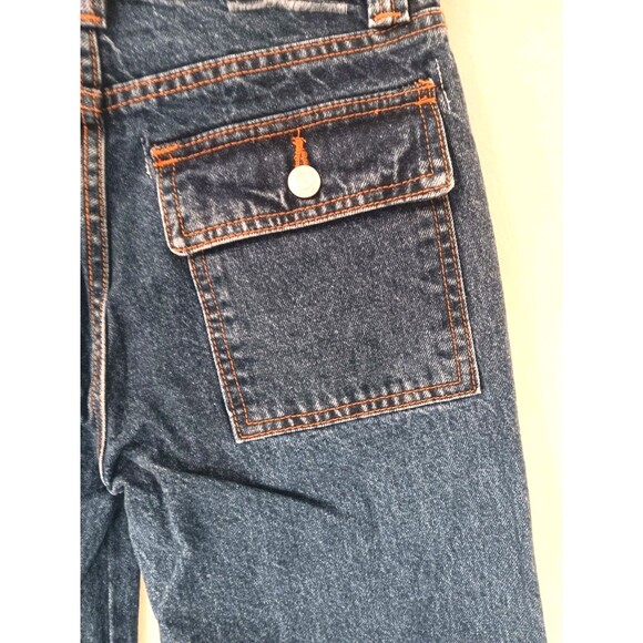 Revice Denim Baja Cargo Jeans Wide Leg Dark Wash American Flag Women's Sz 28 - Picture 8 of 13